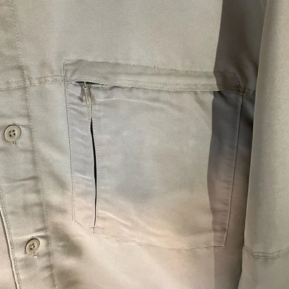 Men’s The North Face Button Down Utility Oxford Shirt Shacket, khaki, XL
